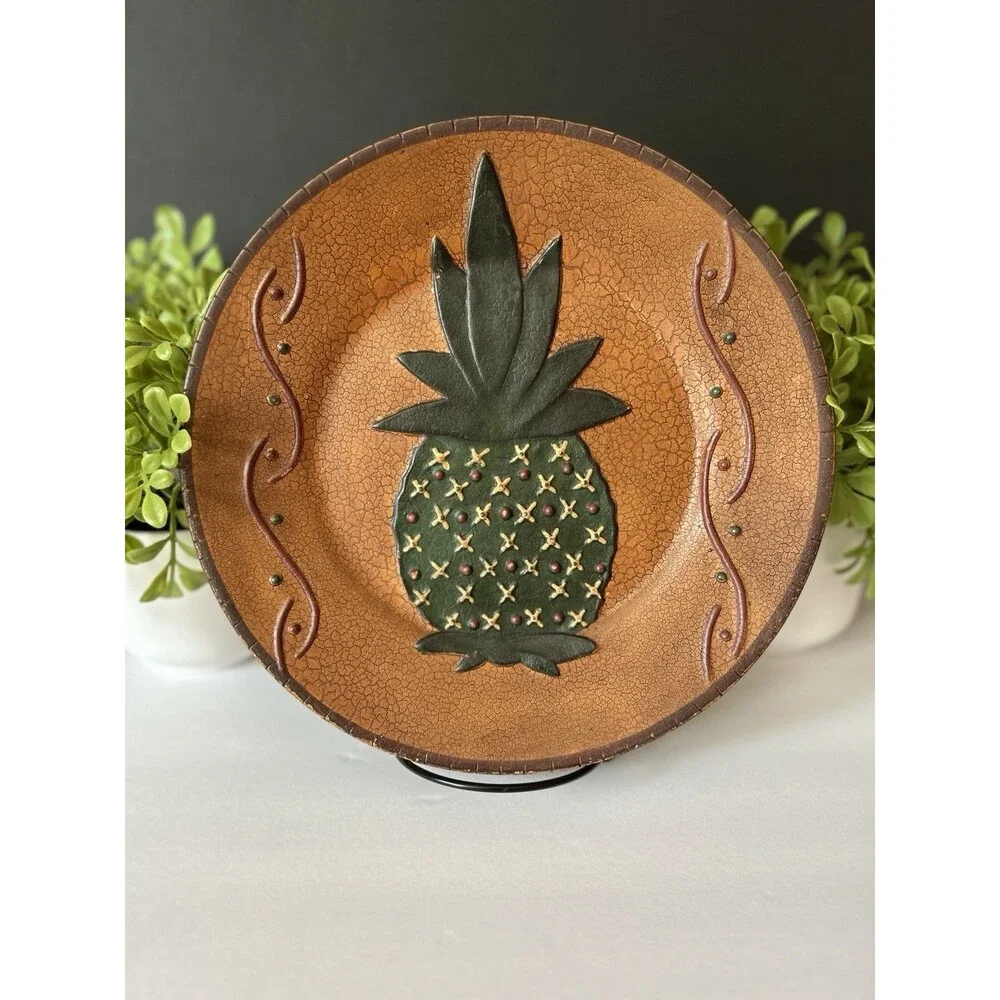 Ragon House Pineapple Plate Folk Art Rustic Cottagecore Primitive Decor EC +🎁